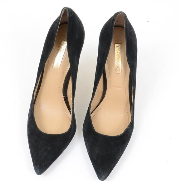 BCBGeneration Black Suede Pointy Toe Stiletto Slip-on Heels Women's 8.5 - Picture 2 of 8